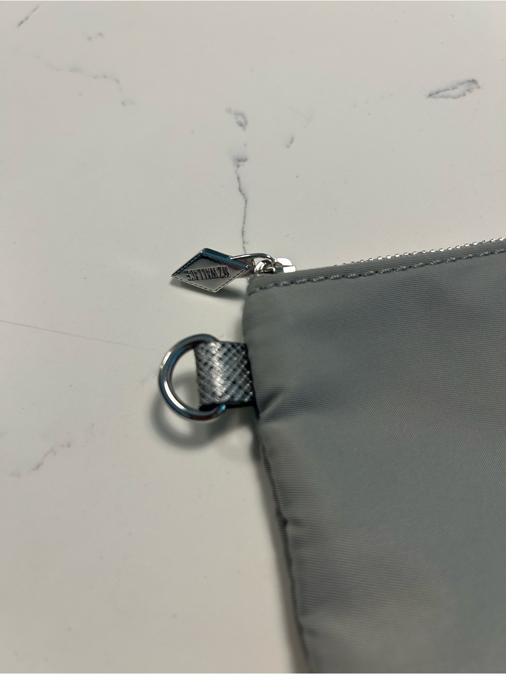 MZ Wallace Gray Nylon Pouch with Leather Logo 8” X 6” - Picture 8 of 9